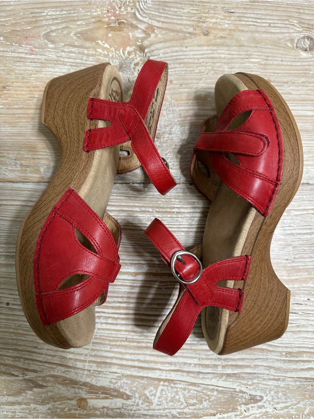 Dansko Season Red Leather Adjustable Comfort Sandal Sz 37 - Picture 4 of 10